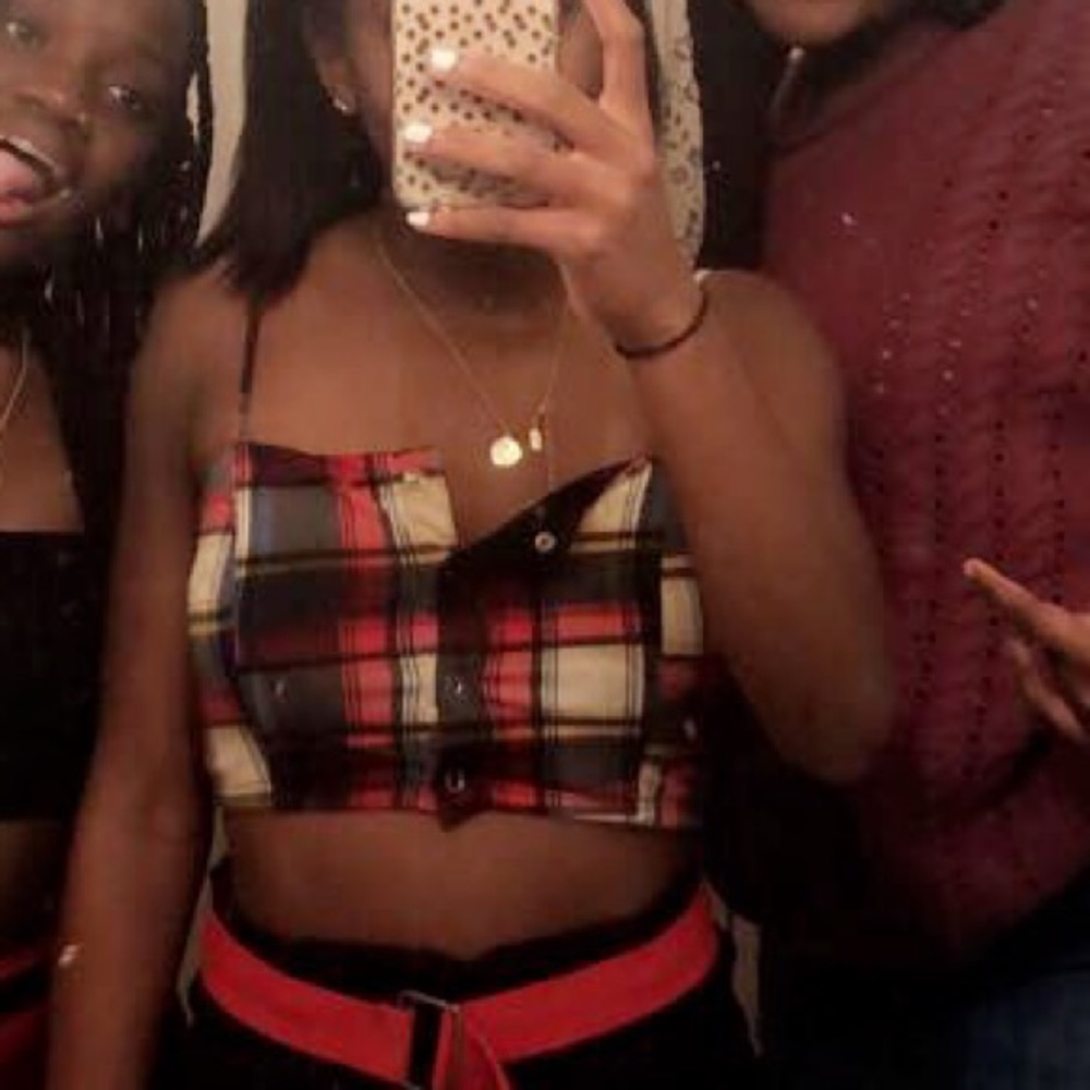 Flannel Print Crop Top